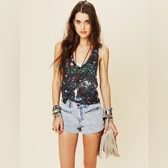Free People Blue Corduroy Cut Off Cotton Shorts Frayed Hem Size W 28 - Picture 1 of 15